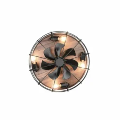 Ventilateur de plafond Reality Trondheim Couleur bois, Noir, 4 lumières, Télécommandes