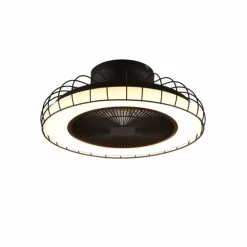 Ventilateur de plafond Reality Sandfjord LED Noir, 1 lumière, Télécommandes