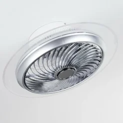 Ventilateur de plafond Tamworth LED Argenté, Transparent, 1 lumière, Télécommandes