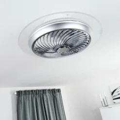 Ventilateur de plafond Tamworth LED Argenté, Transparent, 1 lumière, Télécommandes