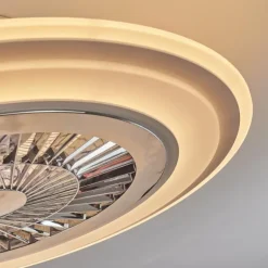 Ventilateur de plafond Terradura LED Chrome, Blanc, 1 lumière, Télécommandes