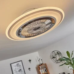 Ventilateur de plafond Terradura LED Chrome, Blanc, 1 lumière, Télécommandes