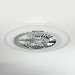 Ventilateur de plafond Terradura LED Chrome, Blanc, 1 lumière, Télécommandes