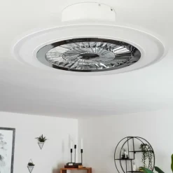 Ventilateur de plafond Terradura LED Chrome, Blanc, 1 lumière, Télécommandes