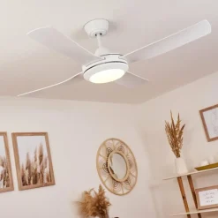Ventilateur de plafond Tjerne LED Blanc, 1 lumière
