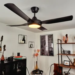 Ventilateur de plafond Tjerne LED Noir, 1 lumière