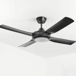 Ventilateur de plafond Tjerne LED Noir, 1 lumière, Télécommandes