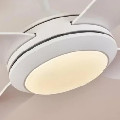 Ventilateur de plafond Tjerne LED Blanc, 1 lumière, Télécommandes