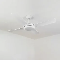 Ventilateur de plafond Tjerne LED Blanc, 1 lumière, Télécommandes