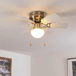 Ventilateur de plafond Trillo Gris, Nickel mat, Blanc, 1 lumière