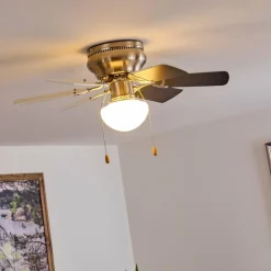 Ventilateur de plafond Trillo Gris, Nickel mat, Blanc, 1 lumière