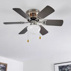 Ventilateur de plafond Trillo Nickel mat, 1 lumière