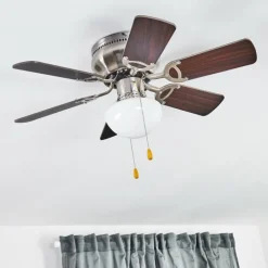 Ventilateur de plafond Trillo Gris, Bois clair, Nickel mat, 1 lumière