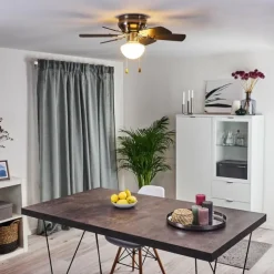 Ventilateur de plafond Trillo Gris, Bois clair, Nickel mat, 1 lumière