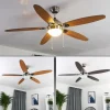 Ventilateur de plafond Valeria Chrome, Bois clair, Nickel mat, 1 lumière