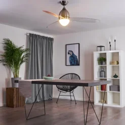 Ventilateur de plafond Varazze Nickel mat, Transparent, 1 lumière, Télécommandes