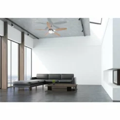 Ventilateur Globo AZURA Chrome, Acier inoxydable, Nickel mat, 1 lumière