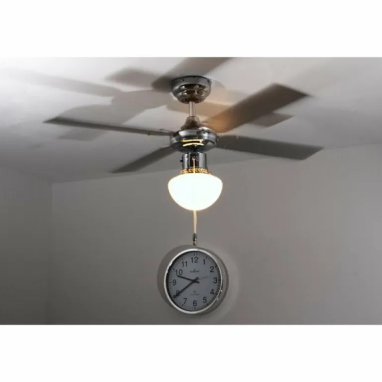 Ventilateur Globo CHAMPION Chrome, Acier inoxydable, Blanc, 1 lumière