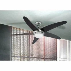 Ventilateur Globo FABIOLA Acier inoxydable, Nickel mat, 1 lumière, Télécommandes