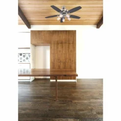 Ventilateur Globo JERRY Chrome, Acier inoxydable, Nickel mat, 5 lumières