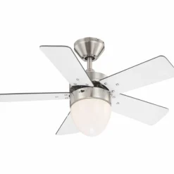 Ventilateur Globo MARVA Acier inoxydable, Gris, Nickel mat, Blanc, 1 lumière