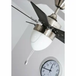 Ventilateur Globo MARVA Acier inoxydable, Gris, Nickel mat, Blanc, 1 lumière