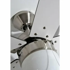 Ventilateur Globo MARVA Acier inoxydable, Gris, Nickel mat, Blanc, 1 lumière