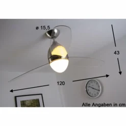 Ventilateur Globo PREMIER Acier inoxydable, Nickel mat, 2 lumières