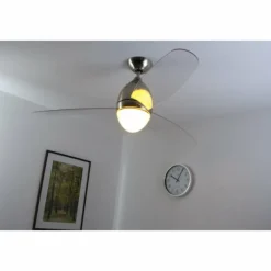 Ventilateur Globo PREMIER Acier inoxydable, Nickel mat, 2 lumières