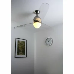Ventilateur Globo PREMIER Acier inoxydable, Nickel mat, 2 lumières