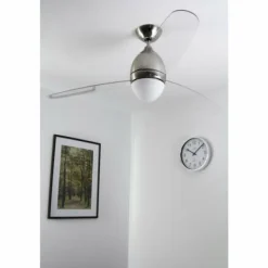 Ventilateur Globo PREMIER Acier inoxydable, Nickel mat, 2 lumières
