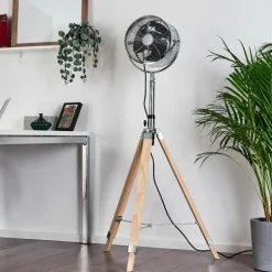 Ventilateur Magaluf Chrome, Bois clair