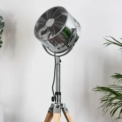 Ventilateur Magaluf Chrome, Bois clair