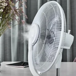 Ventilateur Rethymno Chrome, Argenté, Blanc