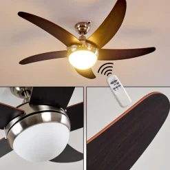 Ventilateurs de Plafond Morino Brun, Nickel mat, 2 lumières, Télécommandes