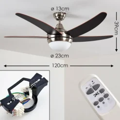 Ventilateurs de Plafond Morino Brun, Nickel mat, 2 lumières, Télécommandes