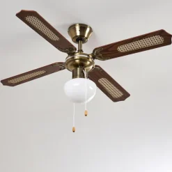 Ventilateurs de Plafond Morea Vieux laiton, Bois foncé, 1 lumière