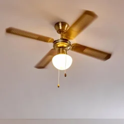 Ventilateurs de Plafond Morea Vieux laiton, Bois foncé, 1 lumière
