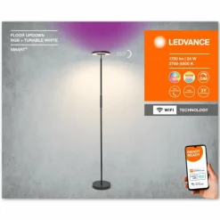 Wifi Lampadaire Luminaires Ledvance LED Noir, 1 lumière, Changeur de couleurs