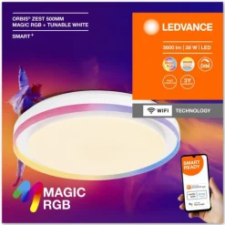 Wifi Plafonnier Luminaires Ledvance LED Blanc, 1 lumière, Changeur de couleurs