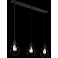 Luminaires Globo Lighting Suspensions|Zachary Suspension Noir, 3 lumières