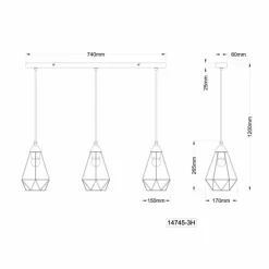 Luminaires Globo Lighting Suspensions|Zachary Suspension Noir, 3 lumières